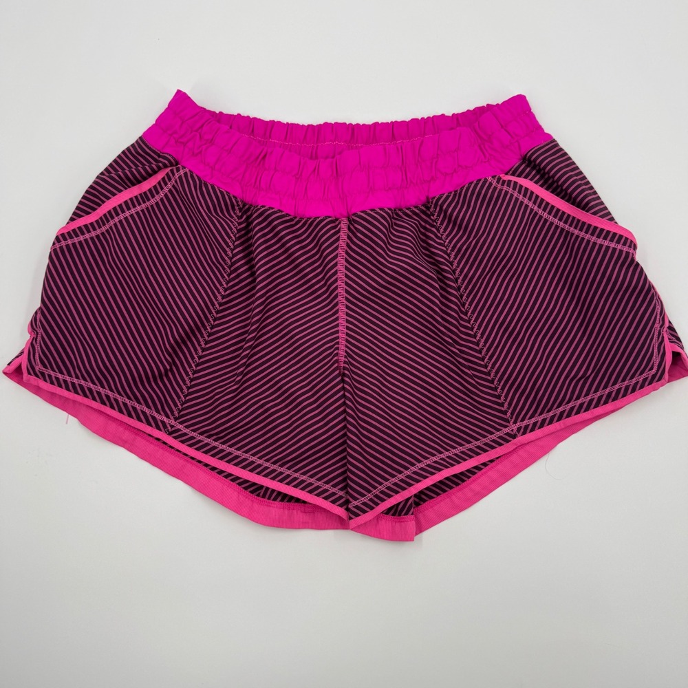 Lululemon Speed Up Shorts Pink Plum Striped Athletic Running Training Size 6